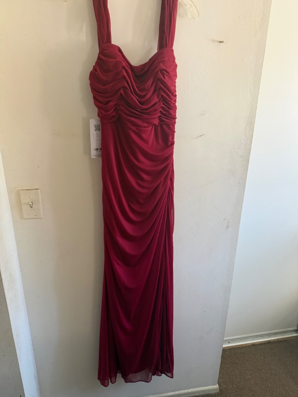 Azazie Wine Ruched Sleeveless Formal Gown - Picture 4 of 8